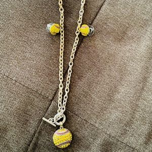 Softball necklace with matching earrings
